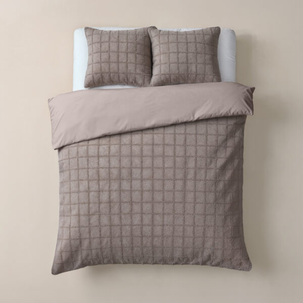 Faux Fur Check Taupe 240x200/220