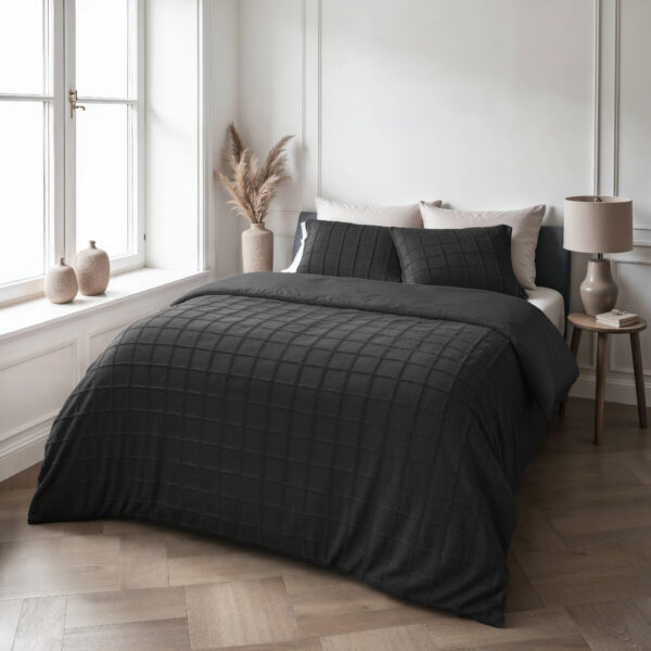 Faux Fur Check Zwart 140x200/220 - Afbeelding 3