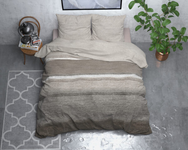 Flanel Stone Stripe Taupe 240 x 200/220 - Afbeelding 2