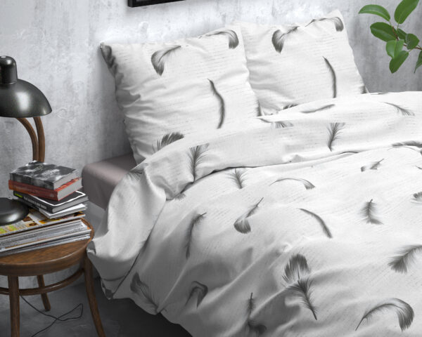 Flanel Vintage Feathers Wit 240 x 200/220 - Afbeelding 3