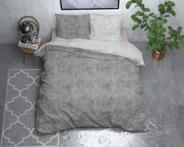 Flanel Washed Cotton Grijs 240 x 200/220 - Afbeelding 2
