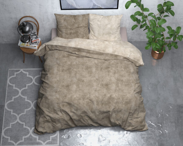 Flanel  Washed Cotton Taupe 140 x 200/220 - Afbeelding 2