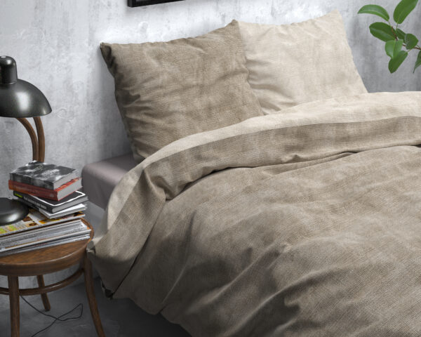Flanel  Washed Cotton Taupe 140 x 200/220 - Afbeelding 3