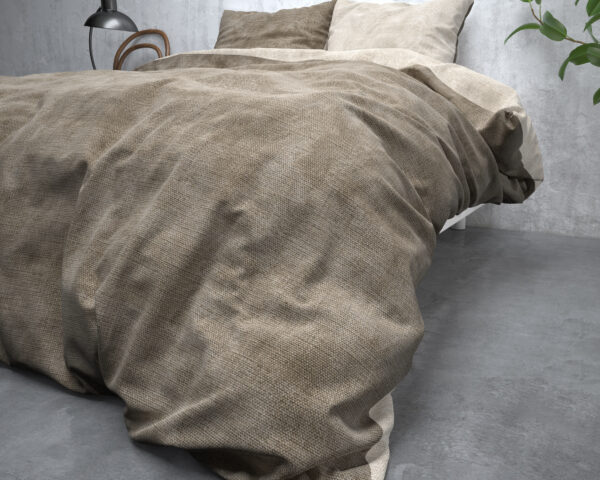Flanel  Washed Cotton Taupe 140 x 200/220 - Afbeelding 4