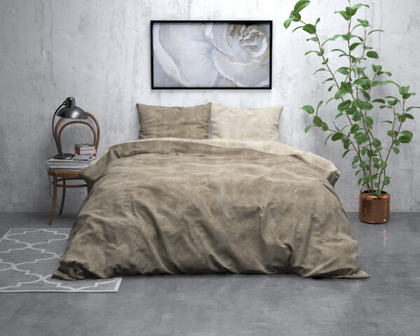 Flanel  Washed Cotton Taupe 140 x 200/220 - Afbeelding 5