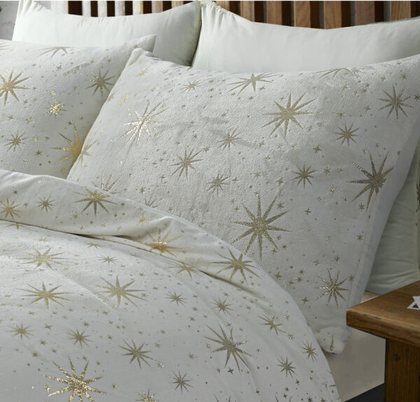 Glamour Flanel Stars Foil Creme 200 x 200/220 - Afbeelding 3