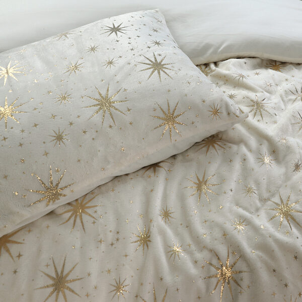 Glamour Flanel Stars Foil Creme 200 x 200/220 - Afbeelding 5