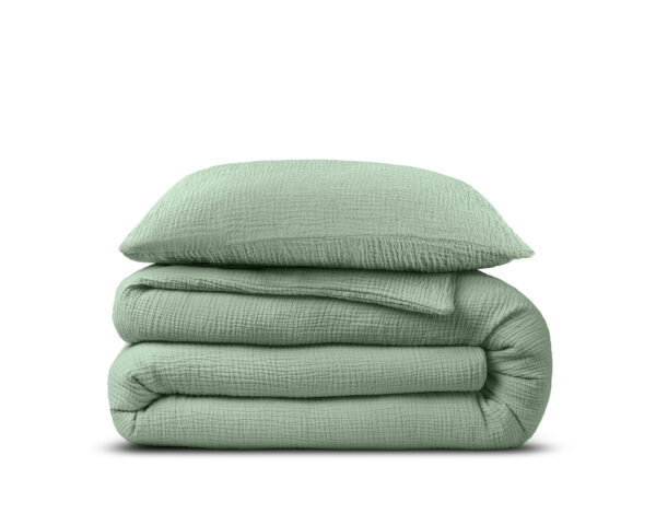 Mousseline Perkal Groen 140 x 200/220 - Afbeelding 2
