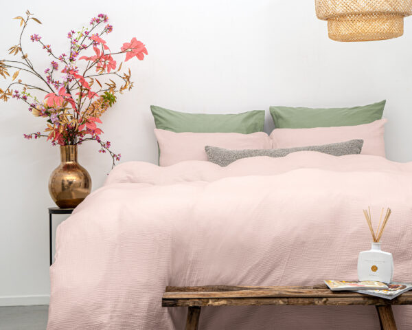 Mousseline Perkal Roze 140 x 200/220 - Afbeelding 3
