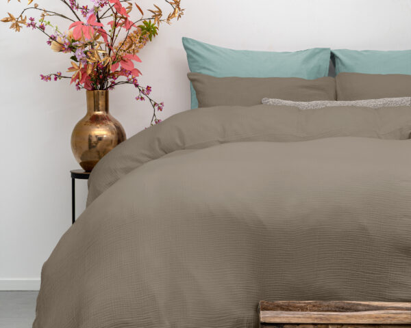 Mousseline Perkal Taupe 140 x 200/220 - Afbeelding 3