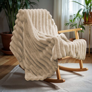 Rib Rabbit Fur plaid Zand 150 x 200