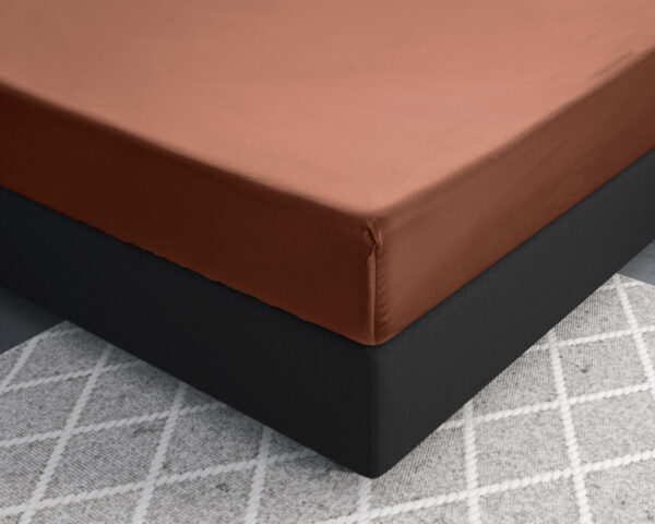 Satijnen Hoeslaken Bruin 120 x 200 - Afbeelding 3