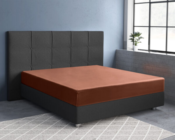 Satijnen Hoeslaken Bruin 180 x 200 - Afbeelding 2