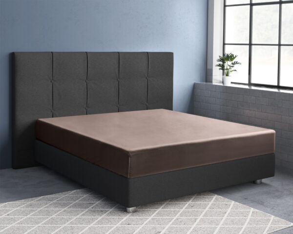 Satijnen Hoeslaken Taupe 160 x 220 - Afbeelding 2