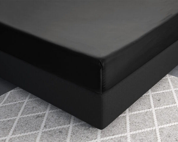 Satijnen Hoeslaken Zwart 80 x 200 - Afbeelding 3