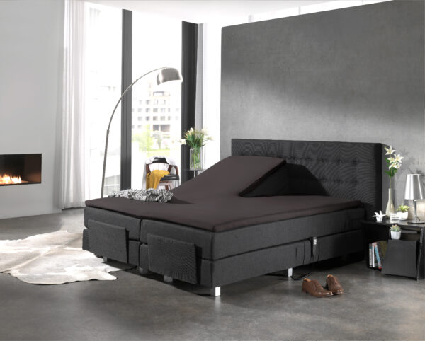 Splittopper Katoen Hoeslaken Antraciet 160 x 210 - Afbeelding 2