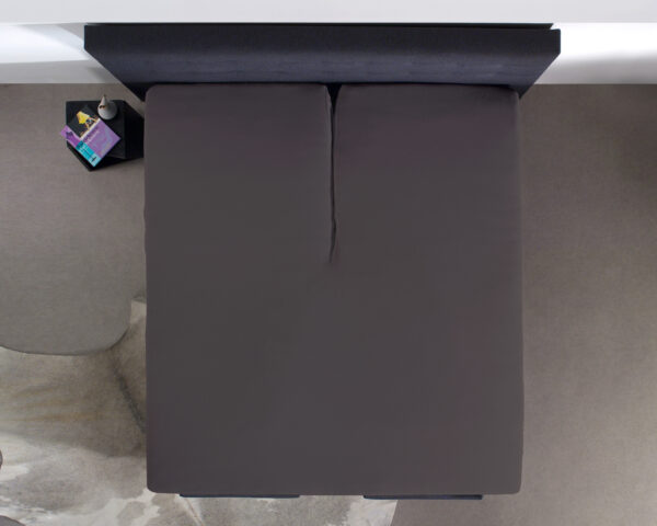 Splittopper Katoen Hoeslaken Antraciet 160 x 210 - Afbeelding 3