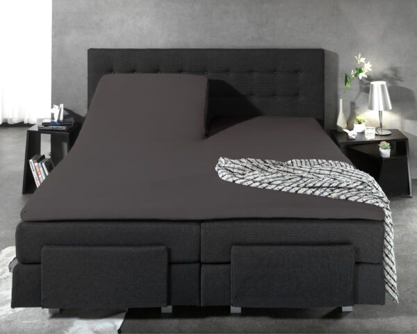Splittopper Katoen Hoeslaken Antraciet 160 x 210 - Afbeelding 5