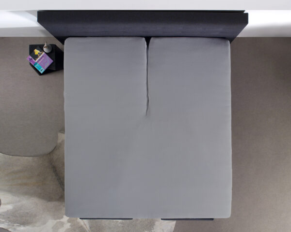Splittopper Katoen Hoeslaken Grijs 160 x 210 - Afbeelding 3