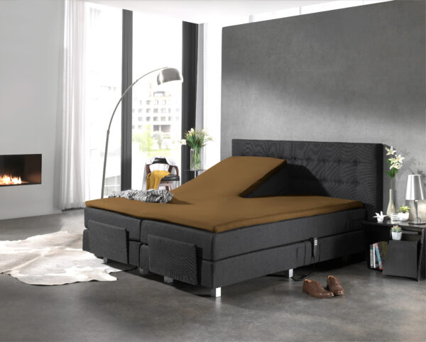 Splittopper Katoen Hoeslaken Taupe 180 x 220 - Afbeelding 2