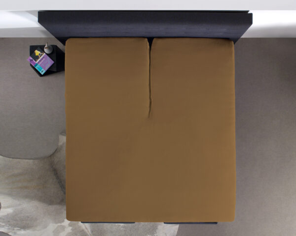 Splittopper Katoen Hoeslaken Taupe 180 x 220 - Afbeelding 3