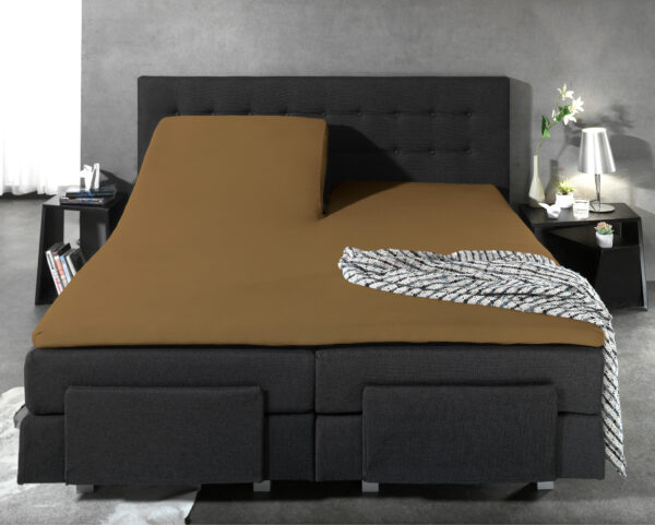 Splittopper Katoen Hoeslaken Taupe 180 x 220 - Afbeelding 5
