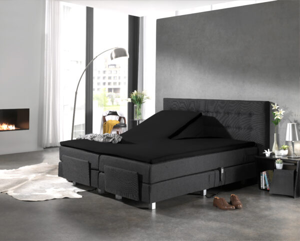 Splittopper Katoen Hoeslaken Zwart 180 x 220 - Afbeelding 2
