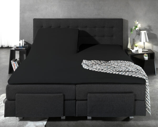 Splittopper Katoen Hoeslaken Zwart 180 x 220 - Afbeelding 5