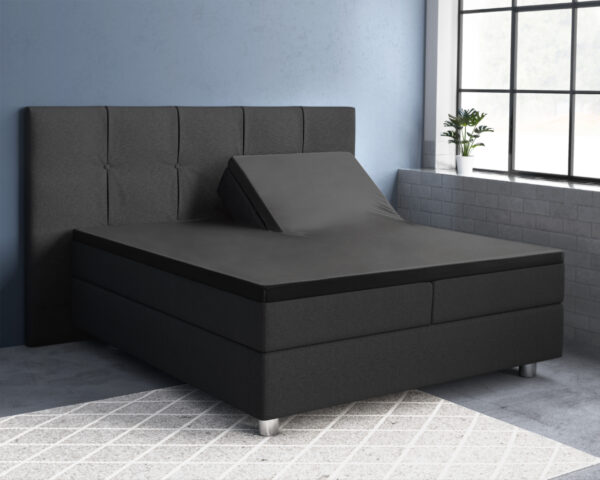 Splittopper Satijn Hoeslaken Zwart 180 x 220 - Afbeelding 2