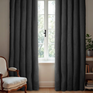 Teddy Gordijnen Black Out Ringen Zwart 150 x 250