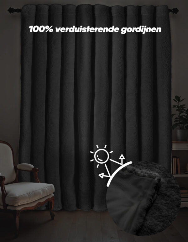 Teddy Gordijnen Black Out Ringen Zwart 300 x 250 - Afbeelding 2