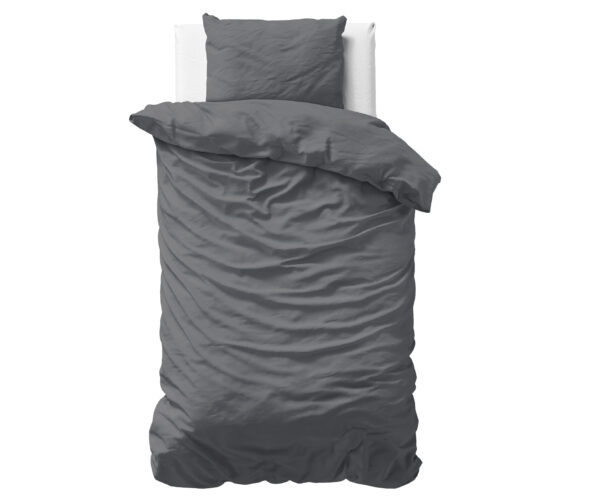 Uni Satijn Dekbedovertrek Antraciet 140 x 200/220 - Afbeelding 2