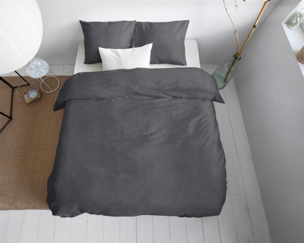 Uni Satijn Dekbedovertrek Antraciet 240 x 200/220 - Afbeelding 3
