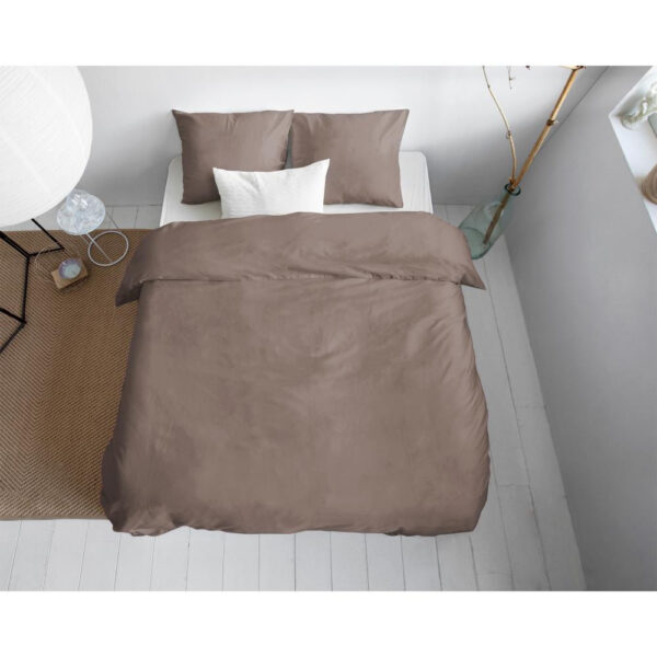 Uni Satijn Dekbedovertrek Taupe 135 x 200/220 - Afbeelding 2