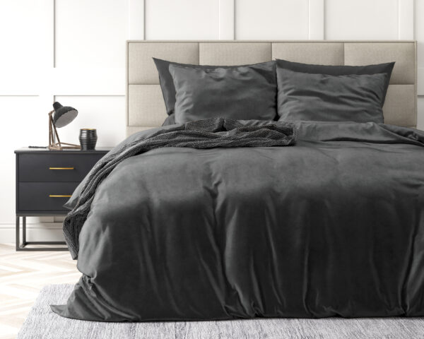 Velvet Uni Dekbedovertrek Antraciet 200 x 220 - Afbeelding 2