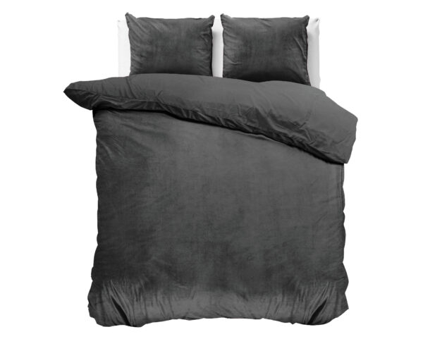 Velvet Uni Dekbedovertrek Antraciet 240 x 220 - Afbeelding 3