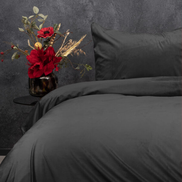 Velvet Uni Dekbedovertrek Antraciet 240 x 220 - Afbeelding 4