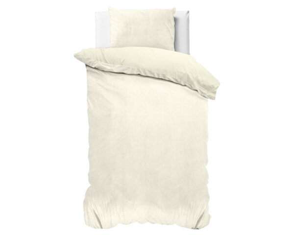 Velvet Uni Dekbedovertrek Creme 140 x 220 - Afbeelding 2
