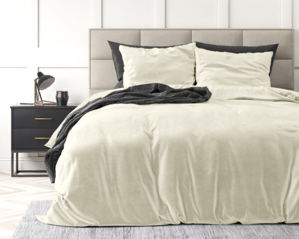 Velvet Uni Dekbedovertrek Creme 240 x 220 - Afbeelding 2
