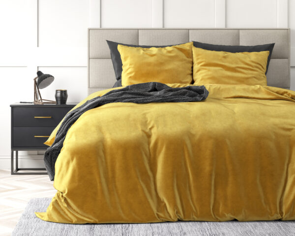Velvet Uni Dekbedovertrek Goud 200 x 220 - Afbeelding 2
