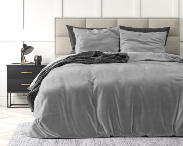 Velvet Uni Dekbedovertrek Grijs 240 x 220 - Afbeelding 2