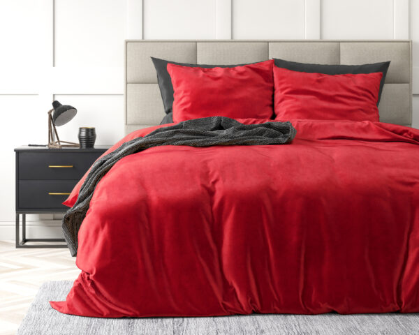 Velvet Uni Dekbedovertrek Rood 140 x 220 - Afbeelding 2