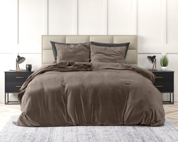 Velvet Uni Dekbedovertrek Taupe 140 x 220 - Afbeelding 4