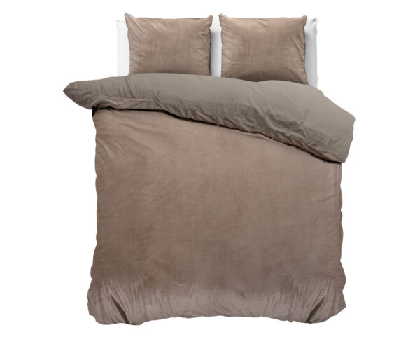 Velvet Uni Dekbedovertrek Taupe 200 x 220 - Afbeelding 2