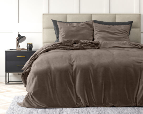 Velvet Uni Dekbedovertrek Taupe 240 x 220 - Afbeelding 4
