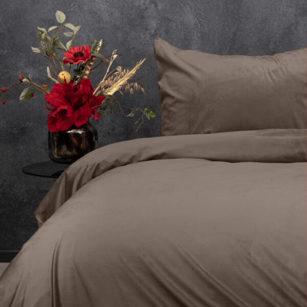 Velvet Uni Dekbedovertrek Taupe 240 x 220 - Afbeelding 5
