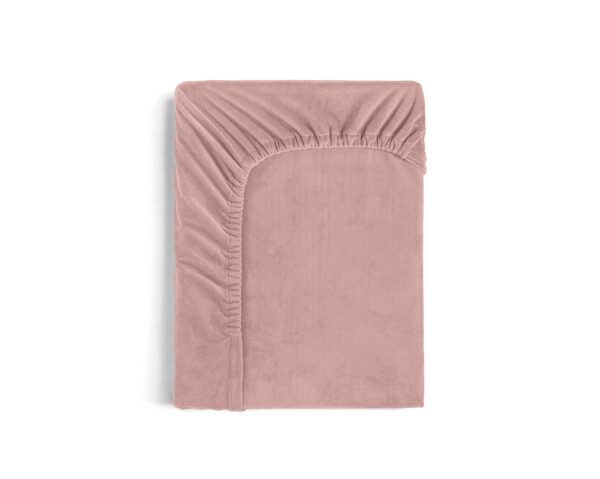 Velvet hoeslaken Oud Roze 180 x 200 - Afbeelding 2