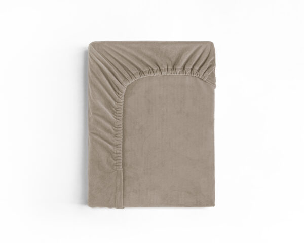 Velvet hoeslaken Taupe/Grijs 90 x 200 - Afbeelding 3