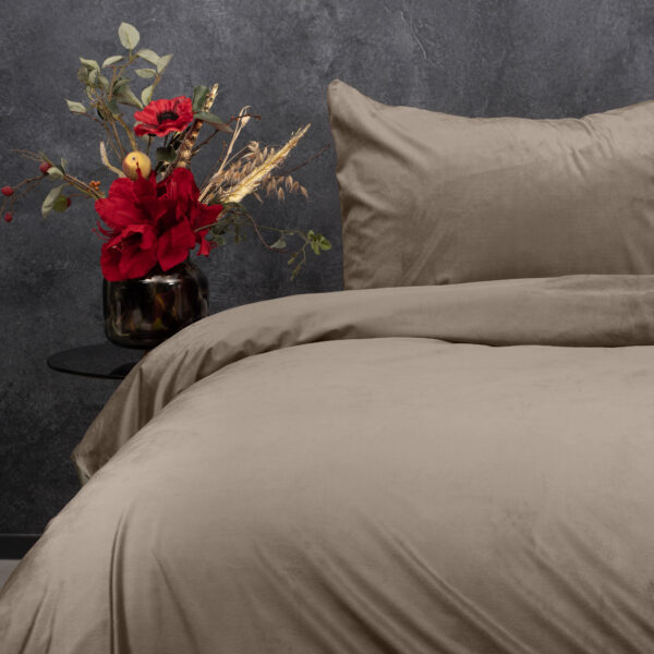 Velvet uni Taupe/Grijs 140 x 200/220 - Afbeelding 2