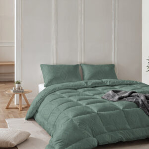 All-in one Lazy dekbed Dorian Groen 240 x 220 Met Kussenslopen